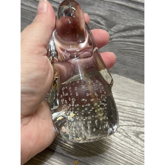 Vintage Droopy Ear Dog Figurine Clear Crystal Glass Paperweight 4.5” Bubbles - Picture 6 of 8